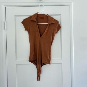 ALIX NYC Ribbed V-Neck Bodysuit